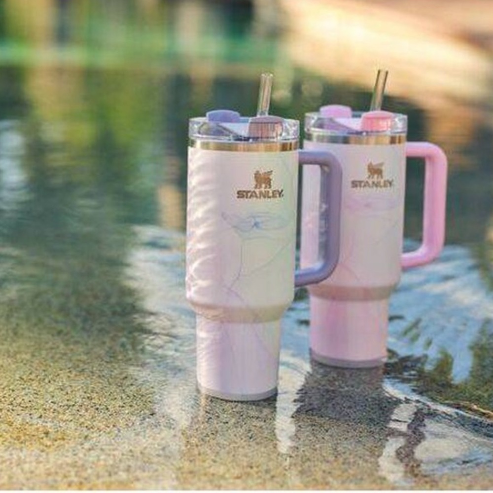 Stanley Quencher Watercolor H2.0 FlowState Tumbler 40oz, Tulle & Dusk bundle